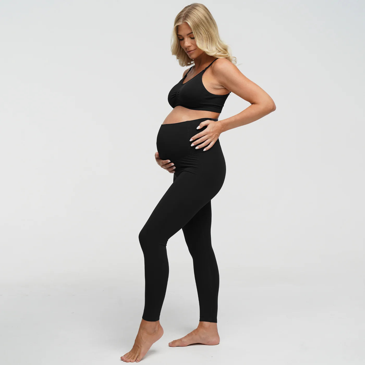 Legging maternite taille haute noir grossesse Fleur de Maman