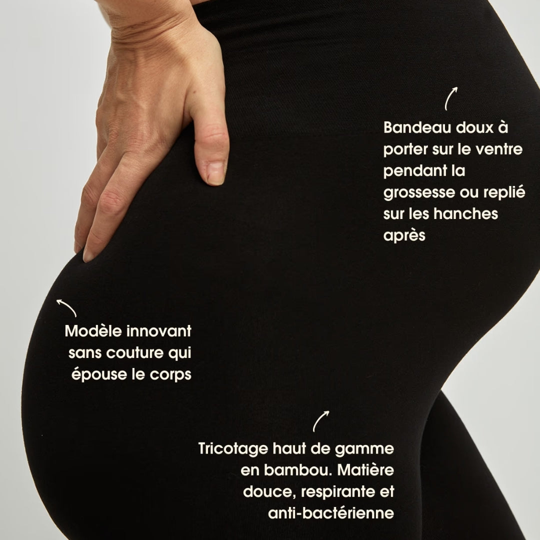 Legging Maternite Taille Haute — Maintien Ventre Optimal | Fleur de Maman